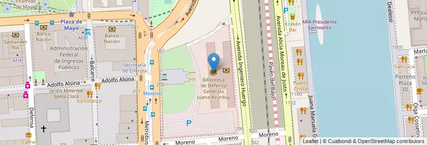 Mapa de ubicacion de Biblioteca de Defensa Generala Juana Azurduy, Montserrat en アルゼンチン, Ciudad Autónoma De Buenos Aires, Comuna 1, ブエノスアイレス.
