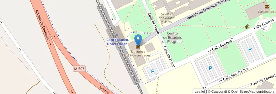Mapa de ubicacion de Biblioteca de Humanidades en Sepanyol, Comunidad De Madrid, Comunidad De Madrid, Área Metropolitana De Madrid Y Corredor Del Henares, Madrid.