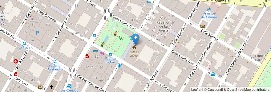 Mapa de ubicacion de Biblioteca de La Arena en Spanien, Asturien, Asturien, Gijón/Xixón.