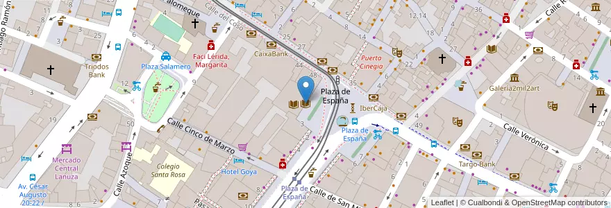 Mapa de ubicacion de Biblioteca de La Diputación Provincial de Zaragoza en Espanha, Aragão, Saragoça, Zaragoza, Saragoça.