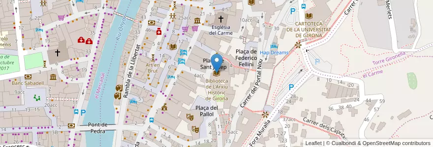 Mapa de ubicacion de Biblioteca de L'Arxiu Històric de Girona en Spanje, Catalonië, Gerona, Gironès, Gerona.
