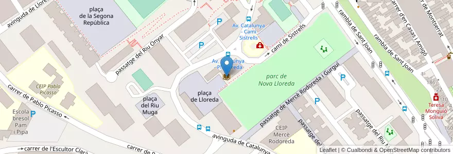 Mapa de ubicacion de Biblioteca de Lloreda en Espanha, Catalunha, Barcelona, Barcelonès, Badalona.