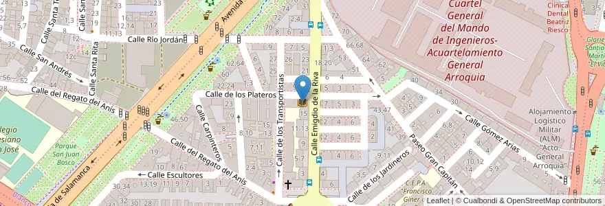 Mapa de ubicacion de Biblioteca del Barrio Vidal en إسبانيا, قشتالة وليون, شلمنقة, دائرة شلمنقة, شلمنقة.