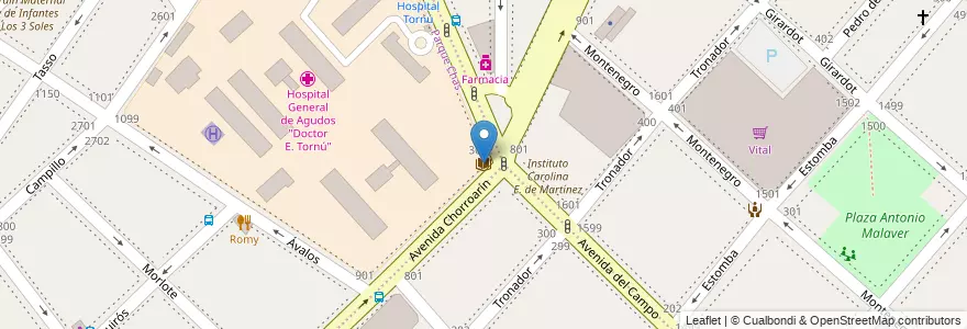 Mapa de ubicacion de Biblioteca del Hospital Tornú, Parque Chas en آرژانتین, Ciudad Autónoma De Buenos Aires, Buenos Aires, Comuna 15.