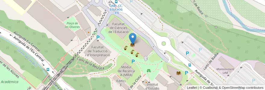 Mapa de ubicacion de Biblioteca d'Humanitats en スペイン, カタルーニャ州, Barcelona, Vallès Occidental, Cerdanyola Del Vallès.