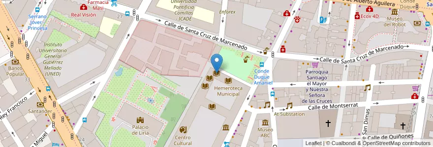 Mapa de ubicacion de Biblioteca Digital memoriademadrid en اسپانیا, بخش خودمختار مادرید, بخش خودمختار مادرید, Área Metropolitana De Madrid Y Corredor Del Henares, مادرید.