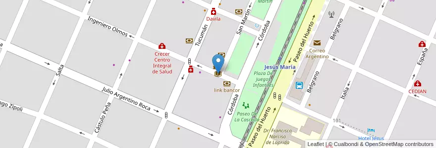 Mapa de ubicacion de Biblioteca Domingo Sarmiento en Argentinië, Córdoba, Departamento Colón, Pedanía Cañas.