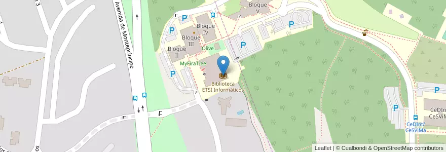 Mapa de ubicacion de Biblioteca ETSI Informáticos en Spanien, Autonome Gemeinschaft Madrid, Autonome Gemeinschaft Madrid, Área Metropolitana De Madrid Y Corredor Del Henares, Boadilla Del Monte, Pozuelo De Alarcón.