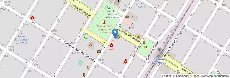Mapa de ubicacion de Biblioteca Felipe de Robles en アルゼンチン, ブエノスアイレス州, Partido De General Las Heras, General Las Heras.