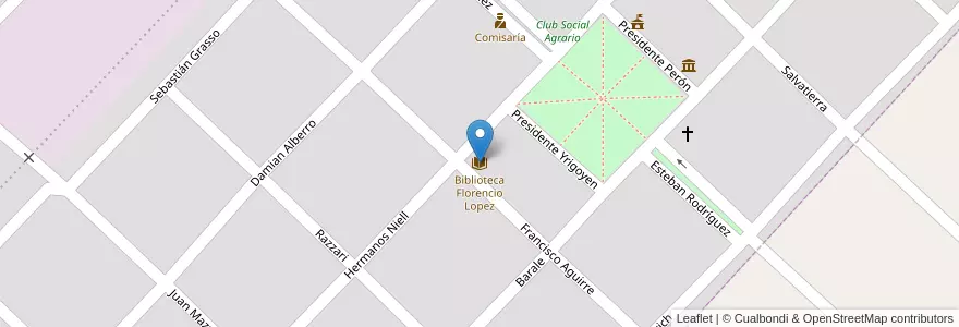 Mapa de ubicacion de Biblioteca Florencio Lopez en Arjantin, Buenos Aires, Partido De Bragado, Cuartel Comodoro Py, Comodoro Py.