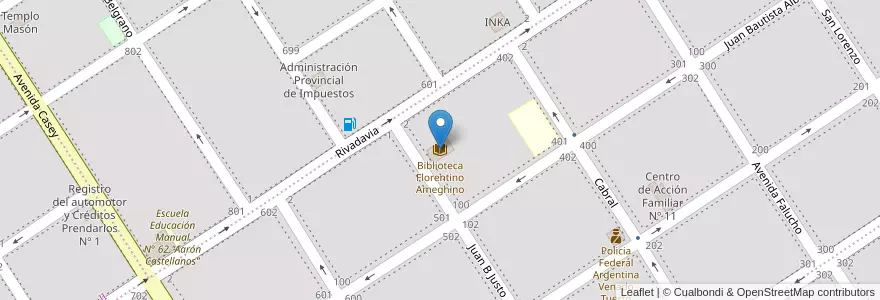 Mapa de ubicacion de Biblioteca Florentino Ameghino en Argentina, Santa Fe, Departamento General López, Municipio De Venado Tuerto.
