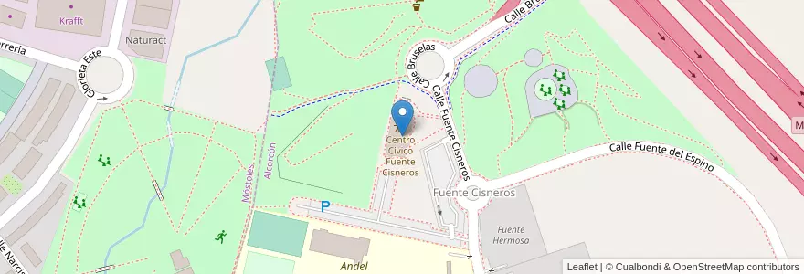 Mapa de ubicacion de Biblioteca Fuente Cisneros en 西班牙, Comunidad De Madrid, Comunidad De Madrid, Área Metropolitana De Madrid Y Corredor Del Henares, Alcorcón.