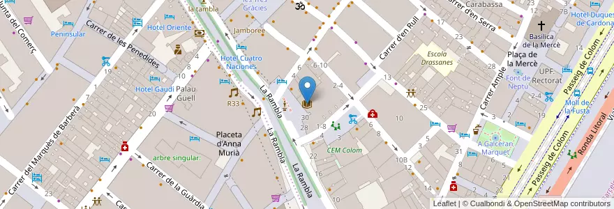 Mapa de ubicacion de Biblioteca Gòtic - Andreu Nin en Espagne, Catalogne, Barcelone, Barcelonais, Barcelone.