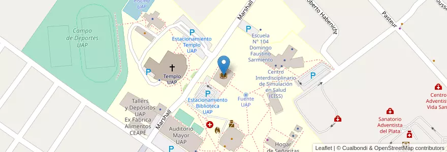 Mapa de ubicacion de Biblioteca I. Mohr en アルゼンチン, エントレ・リオス州, Departamento Diamante, Libertador San Martín, Distrito Palmar.