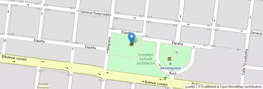 Mapa de ubicacion de Biblioteca infantil en الأرجنتين, سانتا في, Departamento General Obligado, Municipio De Reconquista, Reconquista.