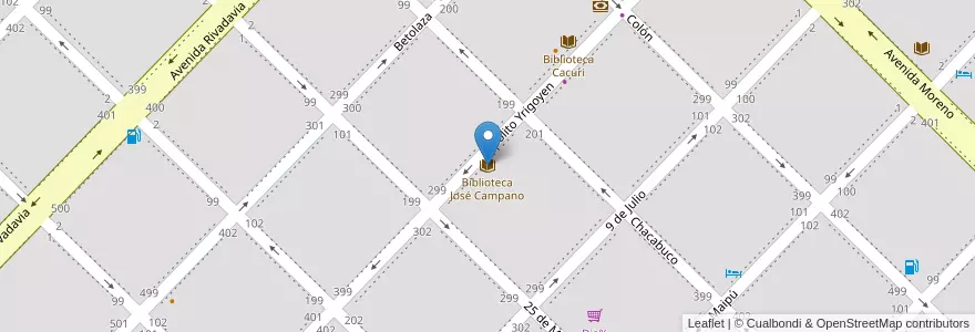 Mapa de ubicacion de Biblioteca José Campano en 아르헨티나, 부에노스아이레스주, Partido De Tres Arroyos, Tres Arroyos.