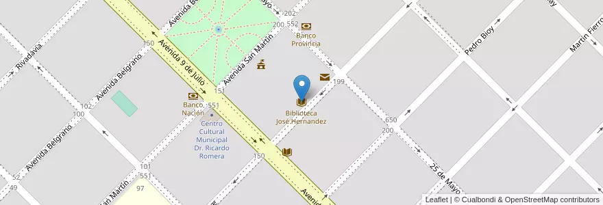 Mapa de ubicacion de Biblioteca José Hernandez en Argentinië, Buenos Aires, Partido De Tapalqué.
