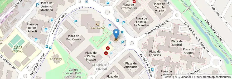 Mapa de ubicacion de Biblioteca José Saramago en اسپانیا, بخش خودمختار مادرید, بخش خودمختار مادرید, Cuenca Del Henares, Rivas-Vaciamadrid.