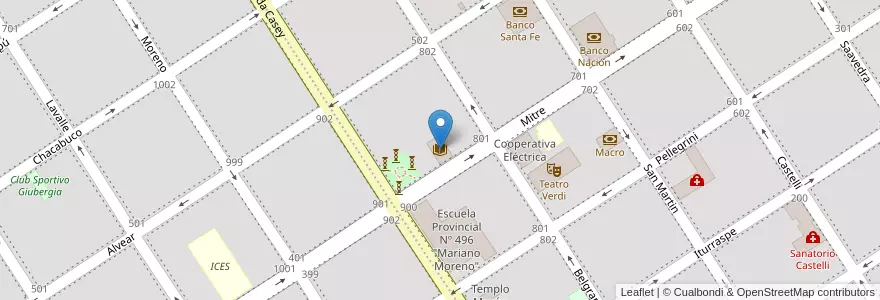 Mapa de ubicacion de Biblioteca Juan Bautista Alberdi en الأرجنتين, سانتا في, Departamento General López, Municipio De Venado Tuerto.