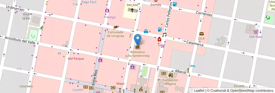 Mapa de ubicacion de Biblioteca Julio Serebrinsky en Argentina, Entre Ríos, Departamento Concordia, Distrito Suburbios, Concordia, Concordia.