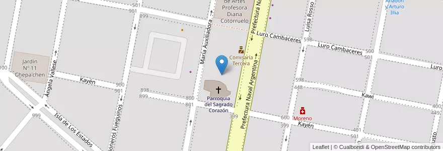 Mapa de ubicacion de Biblioteca Kaukren en Argentinien, Feuerland, Chile, Río Grande, Departamento Río Grande.