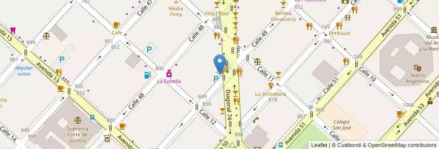 Mapa de ubicacion de Biblioteca María Elena Altube (infantil)., Casco Urbano en アルゼンチン, ブエノスアイレス州, Partido De La Plata, La Plata.