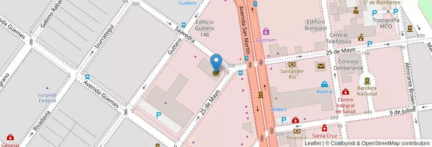 Mapa de ubicacion de Biblioteca Mariano Moreno en آرژانتین, استان سانتا کروس، آرژانتین, شیلی, Mercado De La Ciudad, Deseado, Caleta Olivia.
