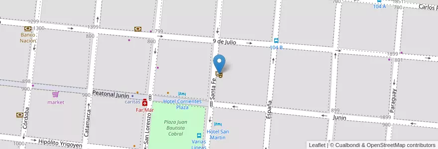 Mapa de ubicacion de Biblioteca Mariño en アルゼンチン, コリエンテス州, Departamento Capital, Corrientes, Corrientes.