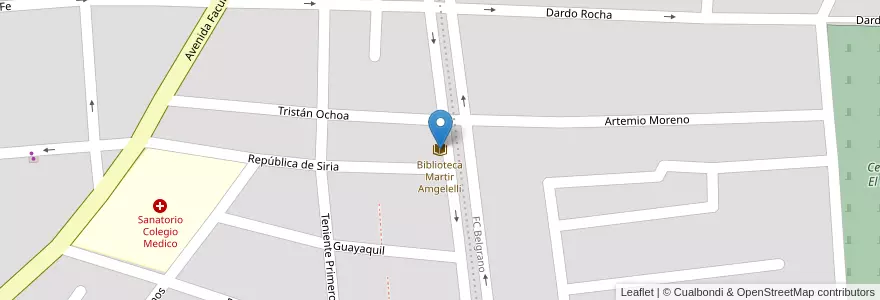 Mapa de ubicacion de Biblioteca Martir Amgelelli en Argentina, La Rioja, Departamento Capital, La Rioja.