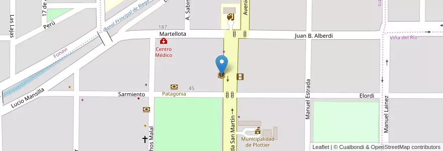 Mapa de ubicacion de Biblioteca Municiapl "30 de Octubre" en アルゼンチン, チリ, ネウケン州, Departamento Confluencia, Municipio De Plottier, Plottier.