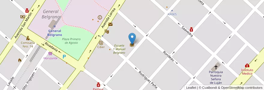 Mapa de ubicacion de Biblioteca Municipal en アルゼンチン, ブエノスアイレス州, Partido De General Belgrano, General Belgrano.