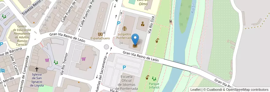 Mapa de ubicacion de Biblioteca Municipal en España, Castilla Y León, León, El Bierzo, Ponferrada.