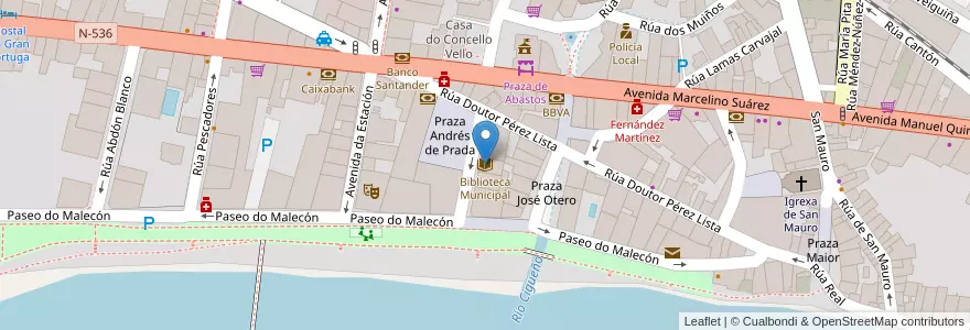 Mapa de ubicacion de Biblioteca Municipal en Spagna, Galizia, Ourense, Valdeorras, O Barco De Valdeorras.