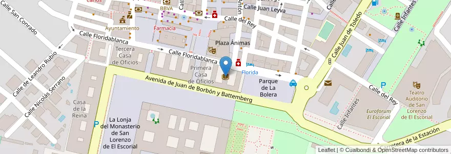 Mapa de ubicacion de Biblioteca Municipal en اسپانیا, بخش خودمختار مادرید, بخش خودمختار مادرید, Cuenca Del Guadarrama, San Lorenzo De El Escorial.