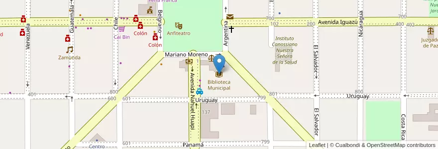 Mapa de ubicacion de Biblioteca Municipal en アルゼンチン, ミシオネス州, Departamento San Ignacio, Municipio De Jardín América.