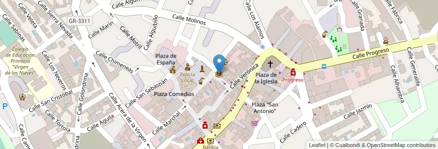 Mapa de ubicacion de Biblioteca Municipal en España, Andalucía, Granada, Comarca De La Vega De Granada, Las Gabias.