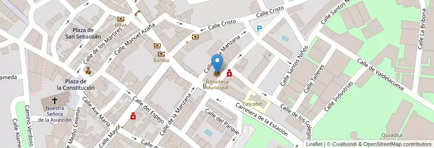 Mapa de ubicacion de Biblioteca Municipal en Испания, Мадрид, Мадрид, Cuenca Del Medio Jarama, Meco.