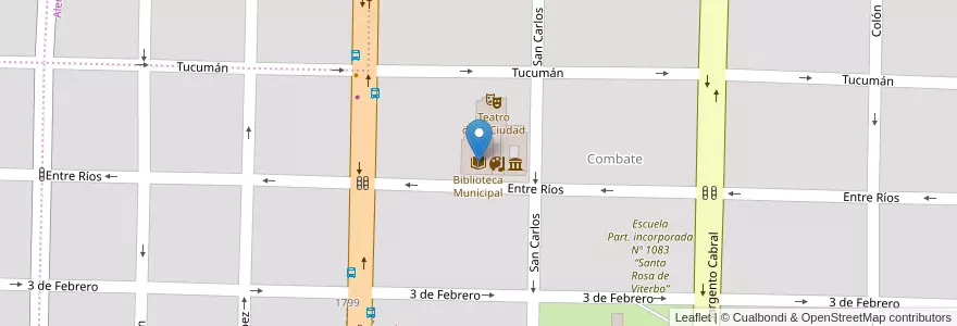 Mapa de ubicacion de Biblioteca Municipal en アルゼンチン, サンタフェ州, Departamento San Lorenzo, Municipio De San Lorenzo, San Lorenzo.