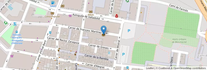 Mapa de ubicacion de Biblioteca Municipal Carola Reig Salvá en İspanya, Comunitat Valenciana, València / Valencia, Comarca De València, València.