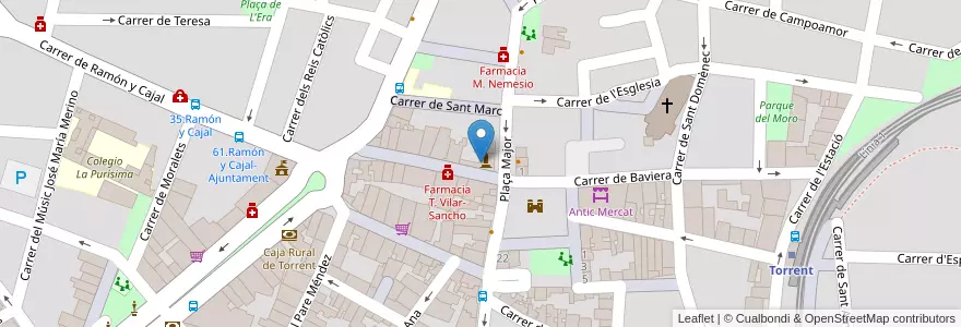 Mapa de ubicacion de Biblioteca Municipal Casa de Cultura en Spanien, Valencianische Gemeinschaft, Valencia, L'Horta Oest, Torrent.