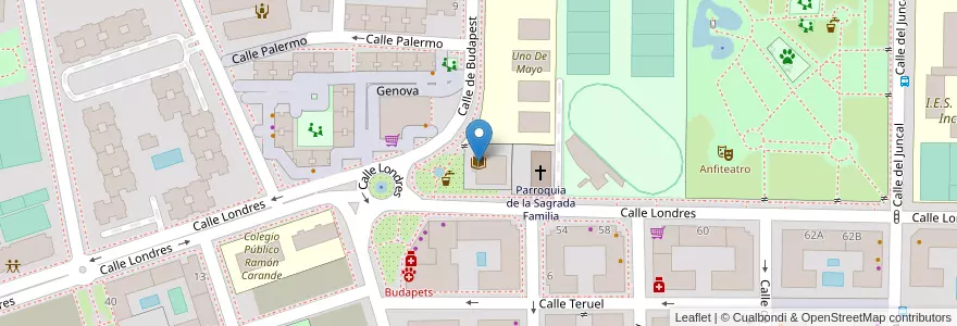 Mapa de ubicacion de Biblioteca Municipal Central Federico García Lorca en اسپانیا, بخش خودمختار مادرید, بخش خودمختار مادرید, Área Metropolitana De Madrid Y Corredor Del Henares, Torrejón De Ardoz.