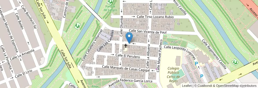 Mapa de ubicacion de Biblioteca municipal Cerro de Reyes en 西班牙, Extremadura, 巴達霍斯, Tierra De Badajoz, 巴達霍斯.