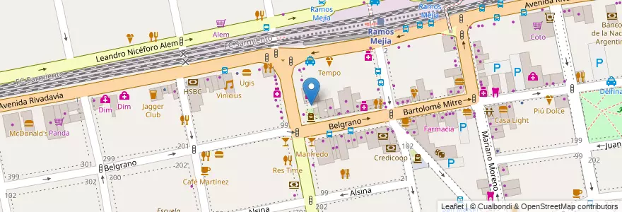 Mapa de ubicacion de Biblioteca Municipal “Hipolito Yrigoyen” en アルゼンチン, ブエノスアイレス州, Partido De La Matanza, Ramos Mejía.