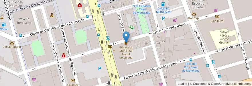 Mapa de ubicacion de Biblioteca Municipal Isabel de Villena en スペイン, バレンシア州, València / Valencia, Comarca De València, València.