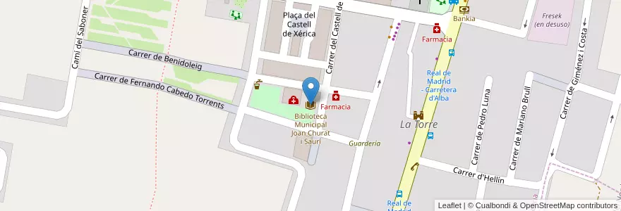Mapa de ubicacion de Biblioteca Municipal Joan Churat i Saurí en Espanha, Comunidade Valenciana, València / Valencia, Comarca De València, València.