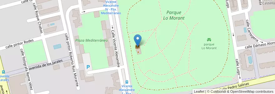Mapa de ubicacion de biblioteca municipal parque Lo Morant en 西班牙, Comunitat Valenciana, Alacant / Alicante, L'Alacantí, Alacant / Alicante.