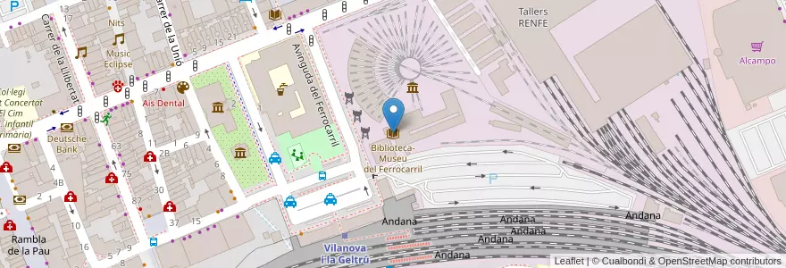 Mapa de ubicacion de Biblioteca-Museu del Ferrocarril en Sepanyol, Catalunya, Barcelona, Garraf, Vilanova I La Geltrú.