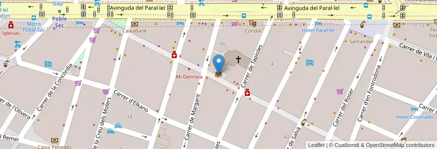 Mapa de ubicacion de Biblioteca Poble Sec-Francesc Boix en 스페인, Catalunya, Barcelona, Barcelonès, 바르셀로나.