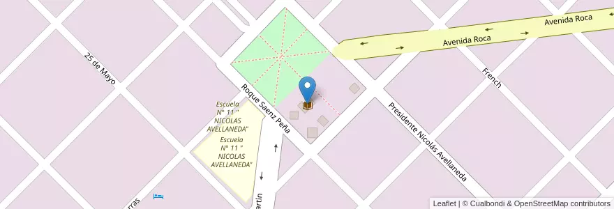 Mapa de ubicacion de Biblioteca Popula Pablo Pizurno en アルゼンチン, リオネグロ州, Departamento Avellaneda, Fray Luis Beltrán.