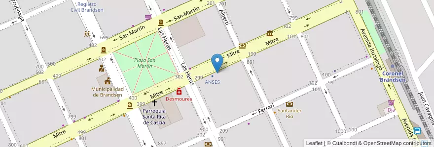 Mapa de ubicacion de Biblioteca Popular en Argentina, Buenos Aires, Brandsen.